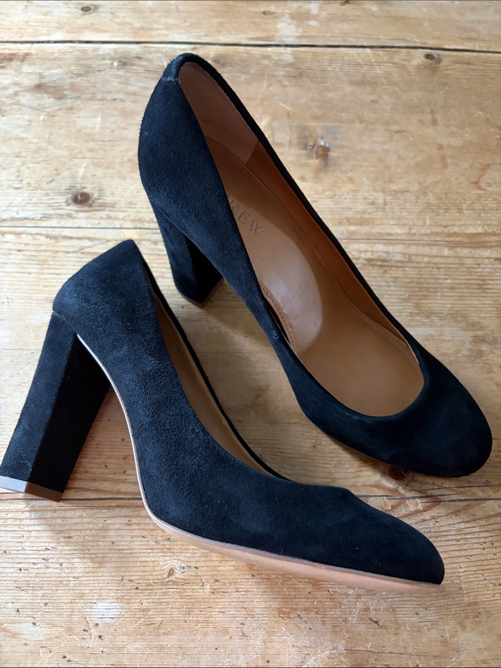 NWOT J.Crew Etta Black Suede Block Heel Pumps 7.5